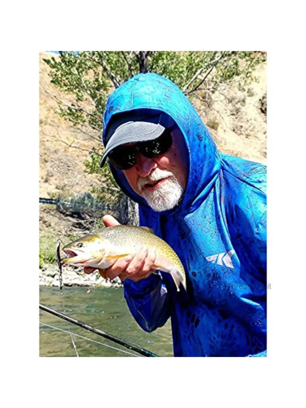 UPF 50 Long Sleeve Fishing Hoodie with Neck Gaiter Moisture-Wicking